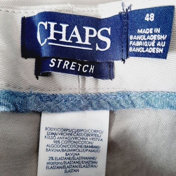 CHAPS Big & Tall Flat Front Stretch Comfort Waist Shorts Gray Beige Men's Sz 48 - Picture 11 of 14